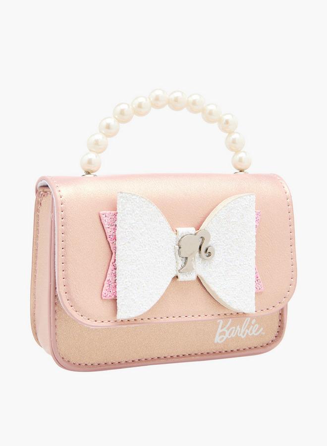 Barbie Bow Accent Crossbody Bag with Strap Handle - Image 5
